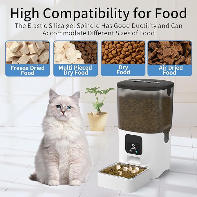 5G WiFi Automatic Cat Feeders: Smart Automatic Cat Food Dispenser with Slow Feeding Mode 1-30 Meals (6L/25 Cup)