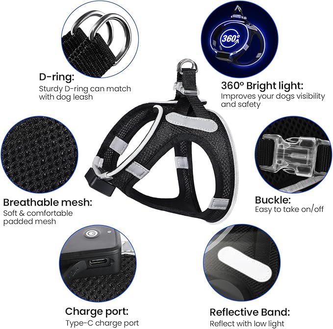 PcEoTllar Light Up Dog Harness