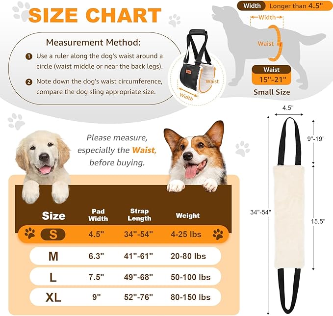 4-150 lbs Dog Lift Harness Adjustable Dog Sling for Large Dogs Lift Support Rehab Harness for Weak Rear Legs
