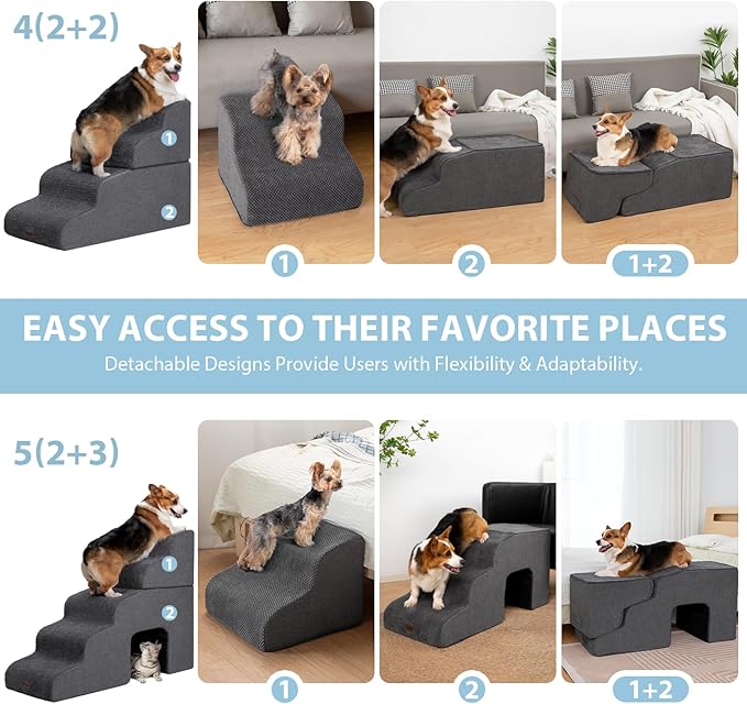 Dog Stairs for High Beds with Tunnel 5-Step Dog