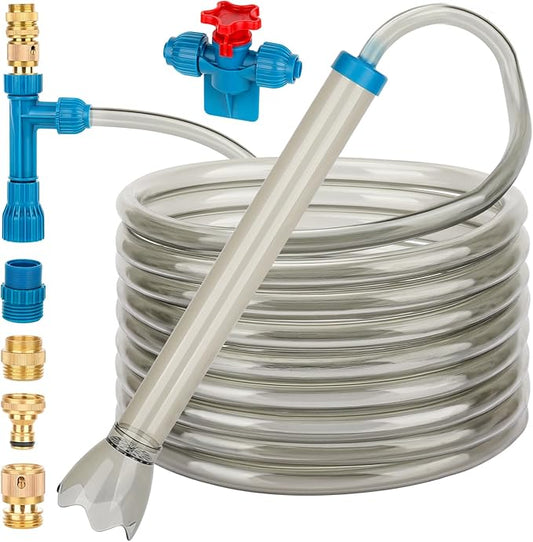 Gravel Vacuum for Aquarium Water Changer 25FT/50FT Long 6 Adapters