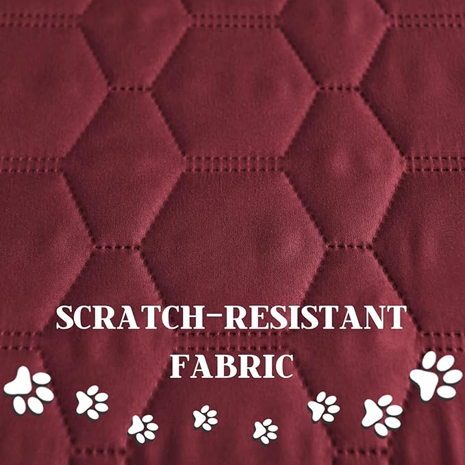 Waterproof Pet Blankets Dog Bed Cover for Pets Reusable Furniture Protector (Burgundy+Ivory 52"x82")