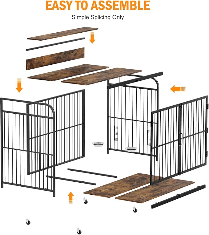 Large Dog Crate Furniture 360° Rotating Indoor(48''L x 29.92''W x 44.29''H)