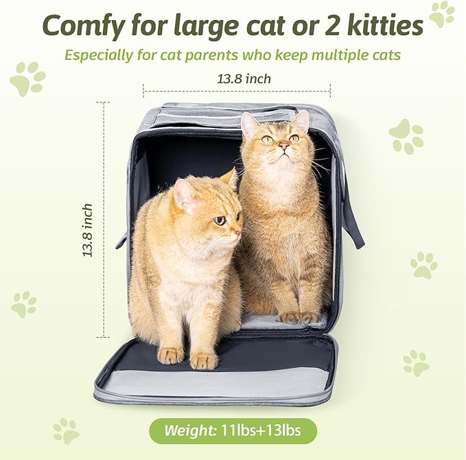 Sedioso Large Cat Carrier for 2 Cats 21.7x 13.8x 13.8in Pet 38lbs, All-Sided