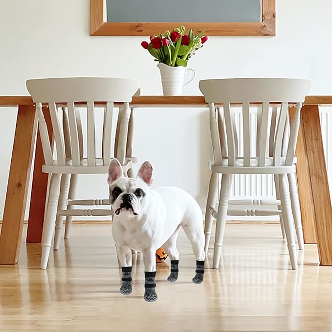 PUPTECK Anti Slip Dog Socks 2 Pairs with Double Grippers for Hardwood Floors