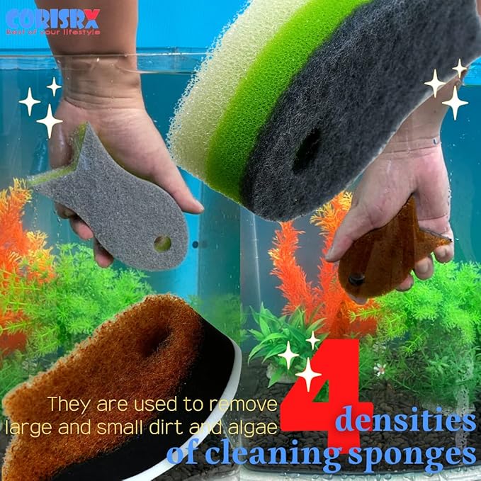 3 Packs Aquarium Fish Shape Glass Cleaner Sponge 4 Kinds