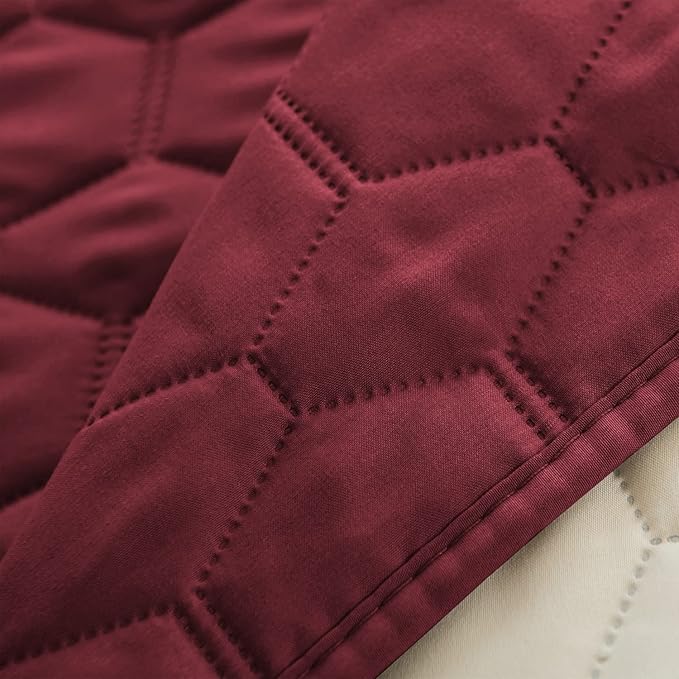 Waterproof Pet Blankets Dog Bed Cover for Pets Reusable Furniture Protector (Burgundy+Ivory 82"x102")