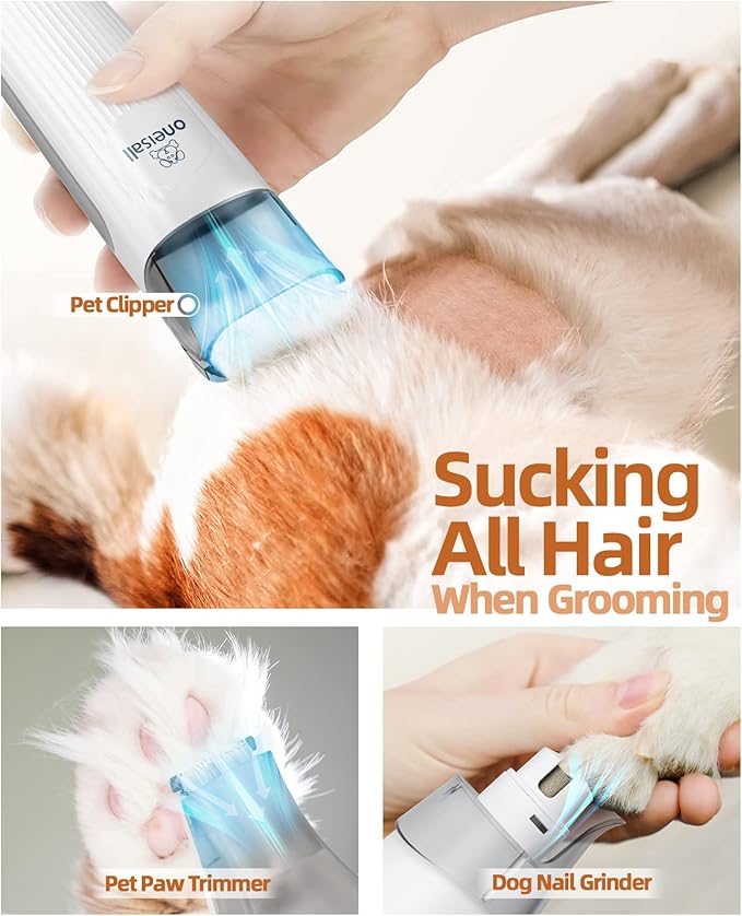 oneisall Dog Hair Vacuum & Dog Grooming Kit 1.5L Dust 7 Pet