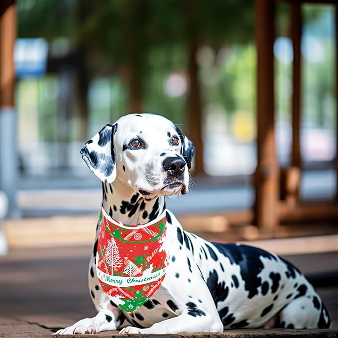 10pcs Christmas Dog Bandanas for Medium Breed Kerchief Triangle Bibs Scarves Snowman Santa Claus Elk Christmas Tree Pattern Girl Boy Grooming Costume