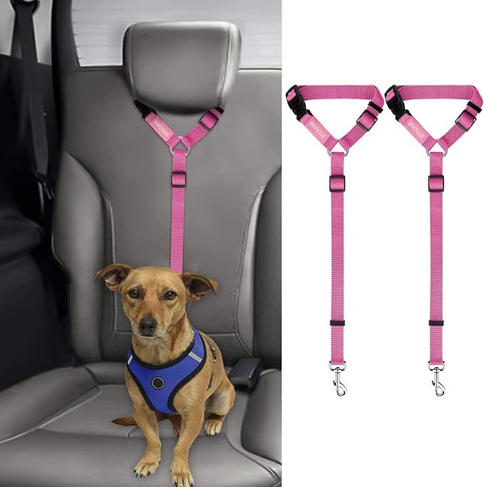 BWOGUE 2 Packs Dog Cat Safety Seat Belt