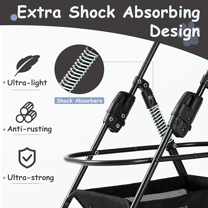 SWITTE Dog Stroller 3 in 1 Folding Pet Stroller 4 Wheels