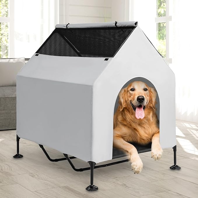 48" House for Large Dogs Outside & Elevated Dog Bed