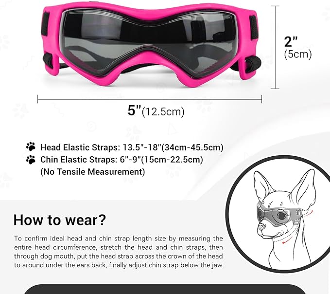 NAMSAN Dog Sunglasses Medium Breed UV Protection Pug Dog Goggles for Small to Medium Dogs Windproof Anti-fog Snowproof Puppy Glasses