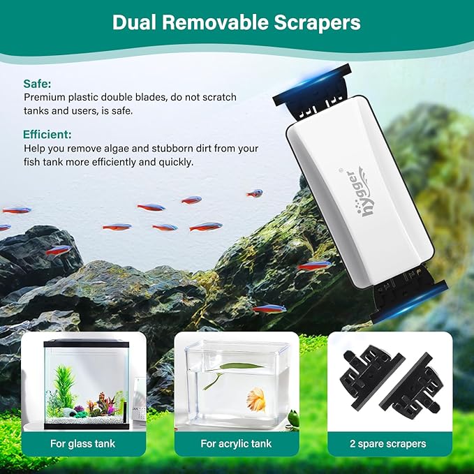 hygger Magnetic Aquarium Glass Cleaner 4 Detachable