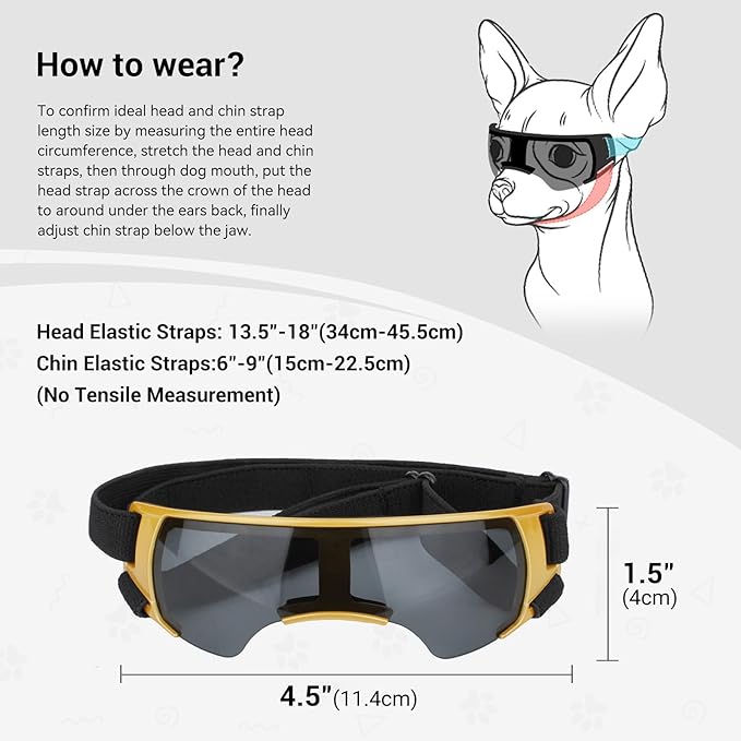 ENJOYING Dog Sunglasses Small Dog Goggles Anti-UV Doggy Glasses for Small Dogs Big Cats Impact/Wind/Dust/Fog Proof Puppy Eye Protection