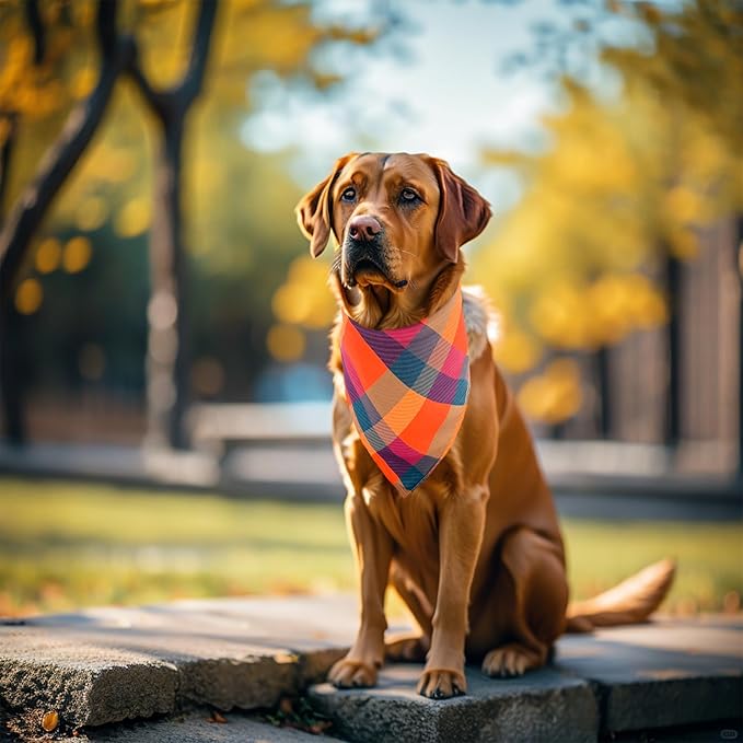 10PCS Large Dog Bandanas Plaid Large Breed XL for Extra Large Dog Big Bandanas Pack Kerchief Washable Triangle Bibs Head Scarves Scarfs Random Patterns for Boys and Girls Grooming Accessories