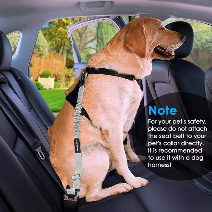 URPOWER Upgraded Dog Seat Belt 3-in-1 Dog Car Seatbelts 2 Pack Adjustable Pet Seat Belt for Vehicle Nylon Pet Safety Seat Belts Elastic & Durable Car Seat Belt for Dogs