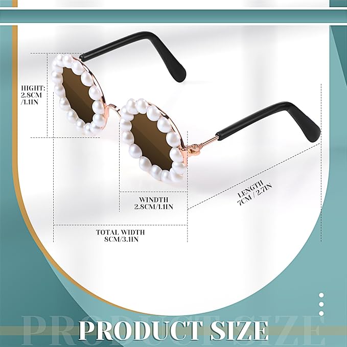 Dog Sunglasses Retro Pet Glasses Doll Glasses Classic Round Dog Glasses Metal Cat Puppy Eye Wear Hippie Costumes for Cats and Dogs