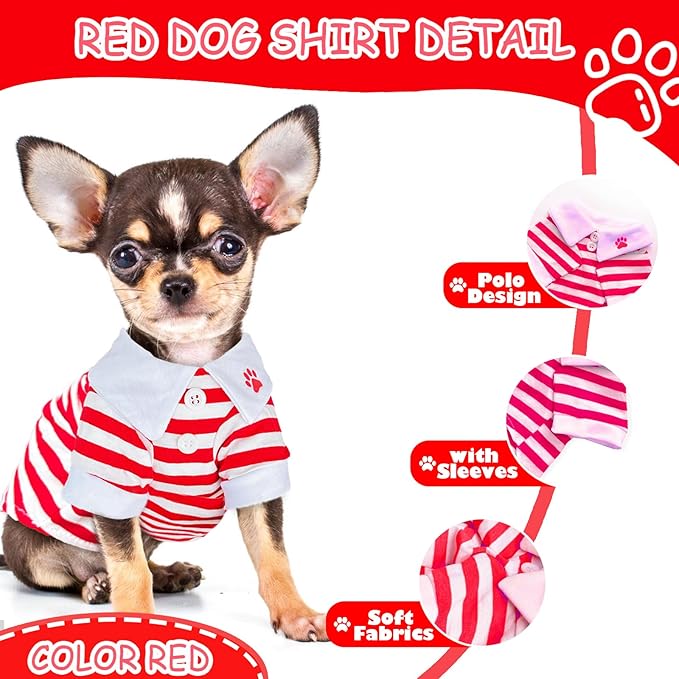 2 Pieces Dog Shirts for Small Dogs Boy Girl Stripe Dog Clothes Spring Summer Chihuahua Yorkie Clothes Soft Pet T-Shirt Extra Small Dog Clothes Puppy Kitten Clothes (Small