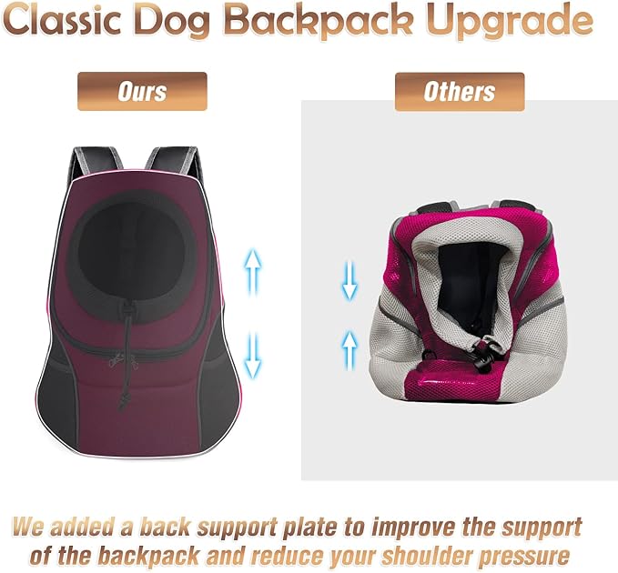 YUDODO Pet Dog Backpack Carrier Small Dog Front Carrier Pack Reflective Head Out Motorcycle Puppy Carrying Bag Backpack for Small Medium Dogs Cats Rabbits Outdoor Travel Hiking Cycling (L