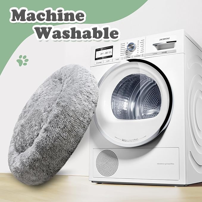 JOLLYVOGUE Black Calming Donut Dog Bed (20")