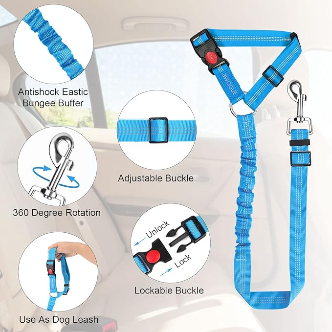 BWOGUE 2 Packs Dog Cat Safety Seat Belt