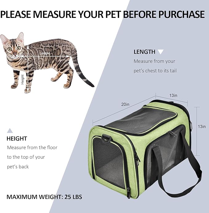 Henkelion Large Cat Carriers Dog Carrier Pet Carrier for Large Cats Dogs Puppies up to 25Lbs
