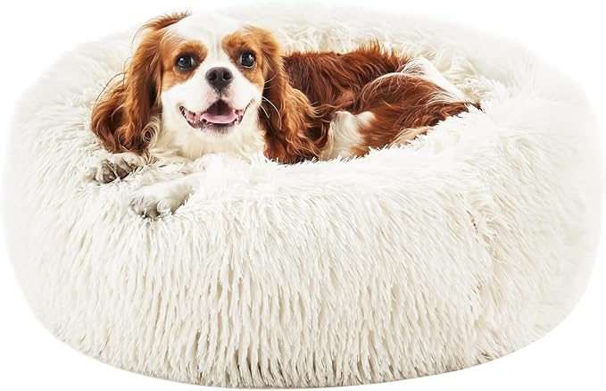 Calming Dog Bed for Medium Dogs 28", Pearl