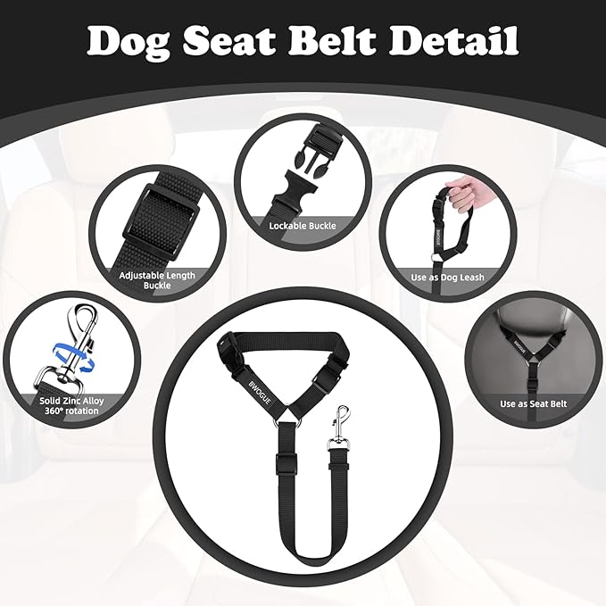 BWOGUE 2 Packs Dog Cat Safety Seat Belt