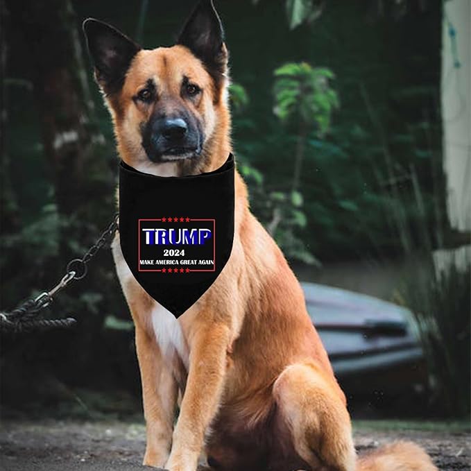 Trump 2024 Make America Great Again Dog Bandana Triangle Pet Scarf Adjustable & Washable Pet Accessories American Flag Dog Bandanas for Small Medium Large Dogs Cat Pet, Black