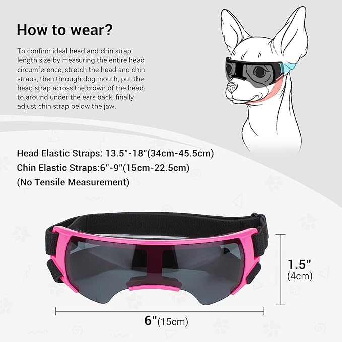 ENJOYING Dog Sunglasses Small Dog Goggles Anti-UV Doggy Glasses for Small Dogs Big Cats Impact/Wind/Dust/Fog Proof Puppy Eye Protection
