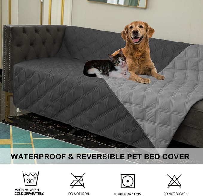 SUNNYTEX Waterproof & Reversible Dog Bed Cover Sofa Pets(40*50", dark
