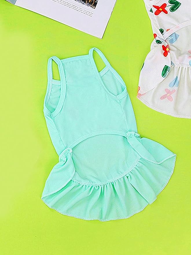 QWINEE Green Medium Pet Dress for Cat