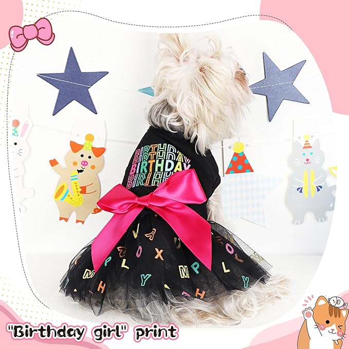 Dog Birthday Dress, Dog Dresses for Small Dog Girls, Cute Pet Princess Puppy Clothes Female Dog Clothes for Chihuahua Yorkie Clothes Small Dog Birthday Outfit Apparel