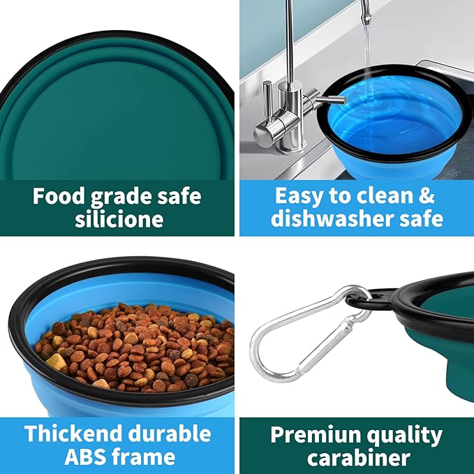 COOYOO Collapsible Dog Bowl 2 Pack 2 Carabiners