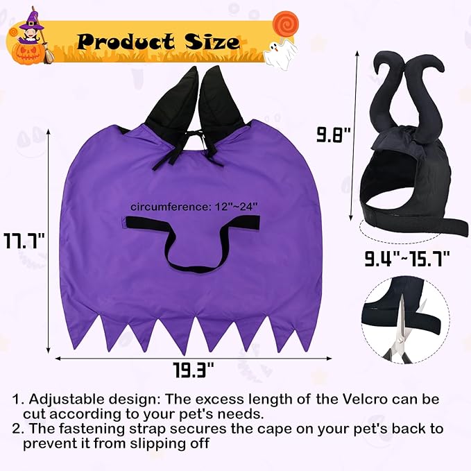 Dog Halloween Witch Costume Dog Wizard Cape Cat