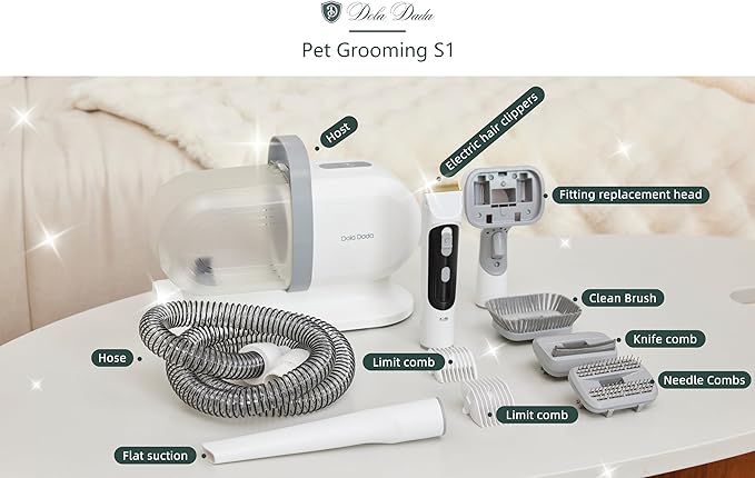 Dog Grooming Kit 5 Pet 11000Pa Suction, 2L Capacity,