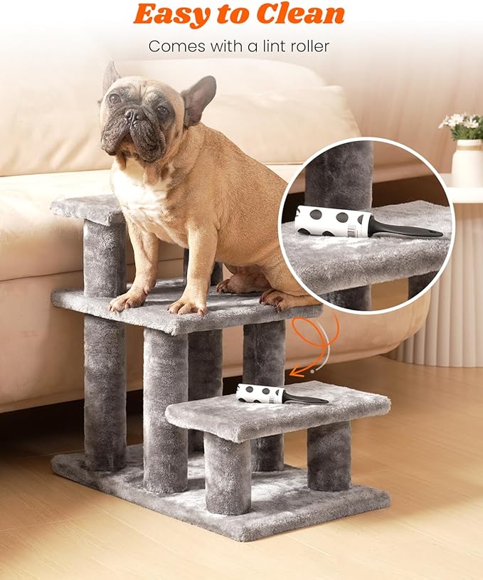 Pawque Dog Stairs for Small Dogs Old Cats 3 Combination 3 Steps-Grey