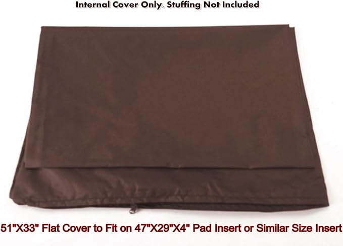 Dogbed4less 1 Pack Internal Duvet Case Waterproof Zipper Dog Bed Cover for Extra Large 47"x29"X4" Memory Foam Pad Pet Bed 51"X33" FLAT