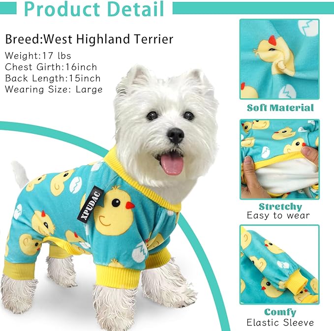 XPUDAC 4 Piece Dog Pajamas for Small Dogs