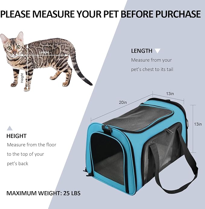 Henkelion Large Cat Carriers Dog Carrier Pet Carrier for Large Cats Dogs Puppies up to 25Lbs