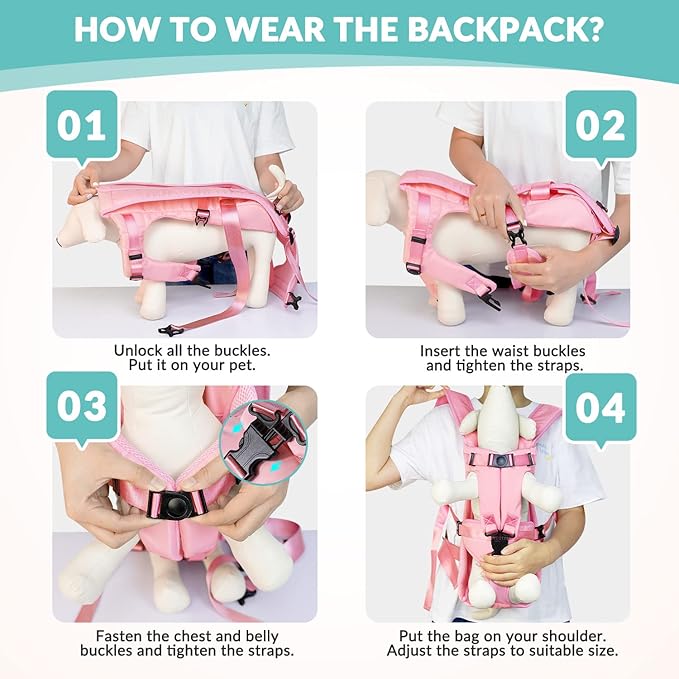 Lukovee Dog Backpack Carrier (Pink-1,Large)