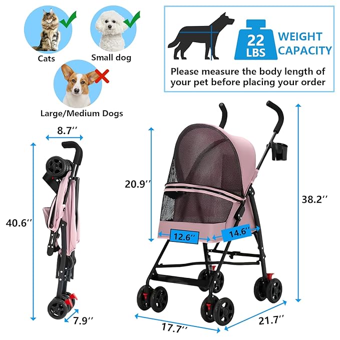 4 Wheels Foldable Pet Stroller