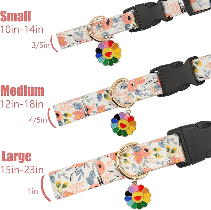 Flower Patterns Dog Collar with Accessories