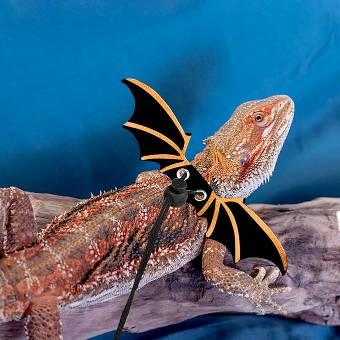 Zayookey Bearded Dragon Carrier Leather Leash Set Lizard Adjustable Harness Leash (S,M,L, 3 Pack) Reptile Small Pet Backpack Bearded Dragon Training Leashes for Outdoor Travel