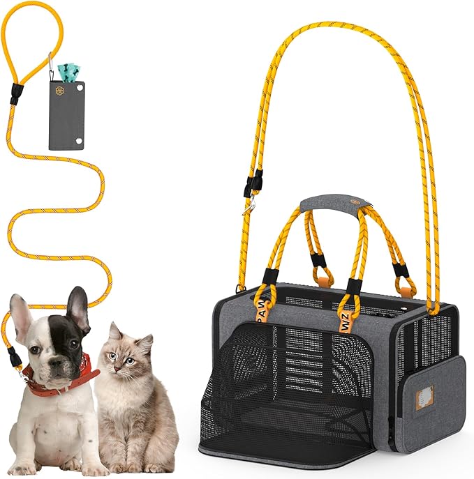 PAWZIDEA Expandable Pet Carrier w/ID Card 18X11X11 TSA 2 Cats