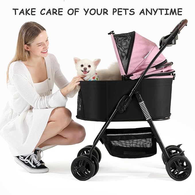 SWITTE Dog Stroller 3 in 1 Folding Pet Stroller 4 Wheels