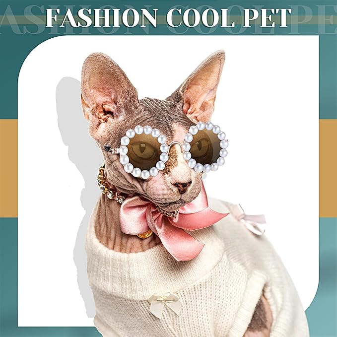 Dog Sunglasses Retro Pet Glasses Doll Glasses Classic Round Dog Glasses Metal Cat Puppy Eye Wear Hippie Costumes for Cats and Dogs