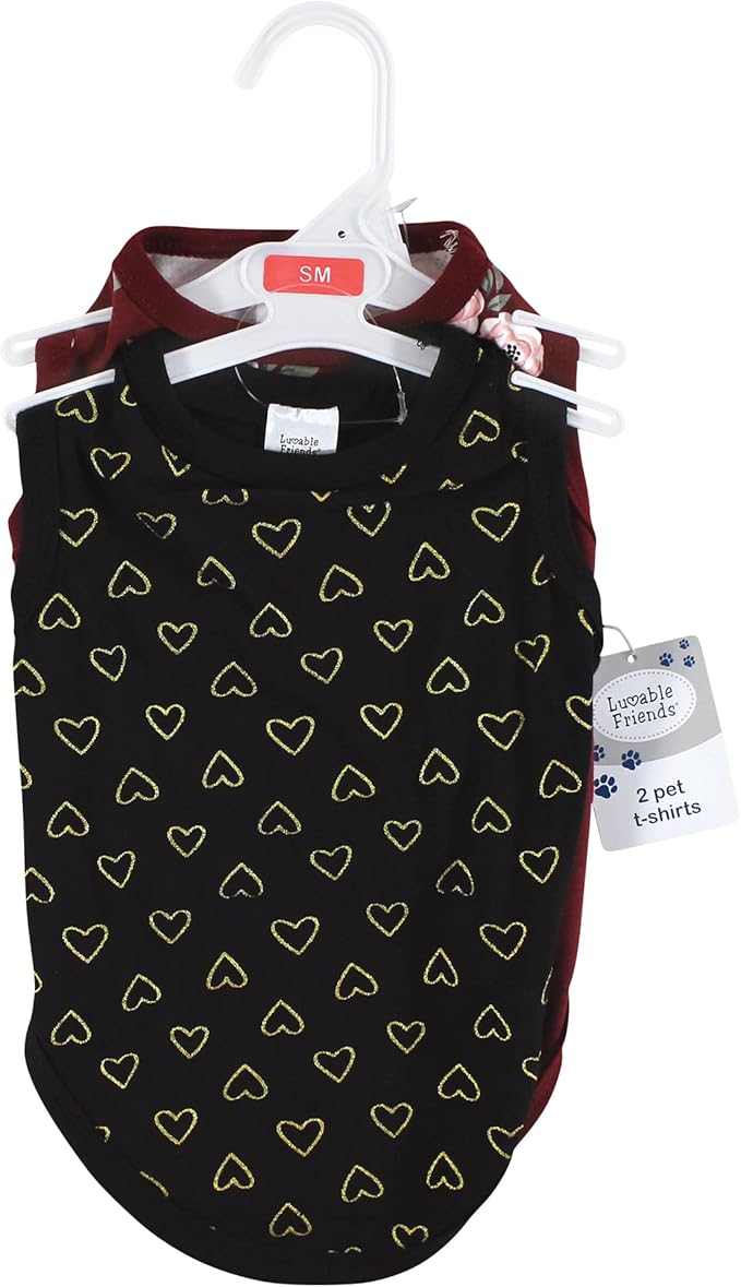 Luvable Friends Dog Pet Dog and Cats Cotton T-Shirts 2pk