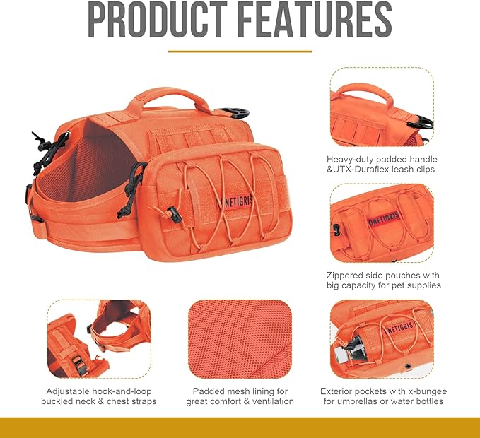 OneTigris Dog Backpack for Medium & Large Dogs
